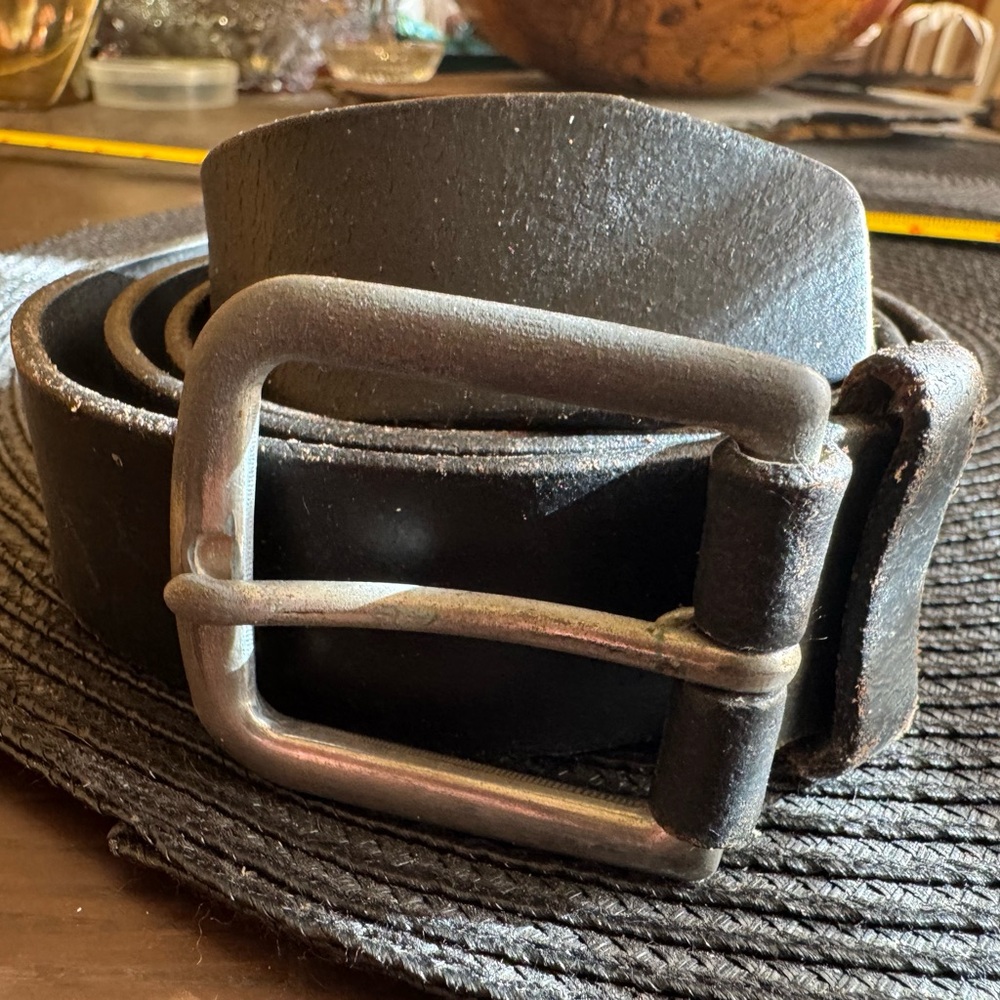 Simple Thick Black Leather Belt